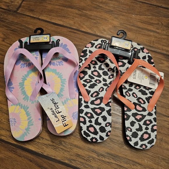 Shoes - Colorful and Leopard Print Flip Flops